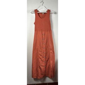 Monique Fashions Women's Waffle Knit Sleeveless Casual Maxi Dress Orange 8
